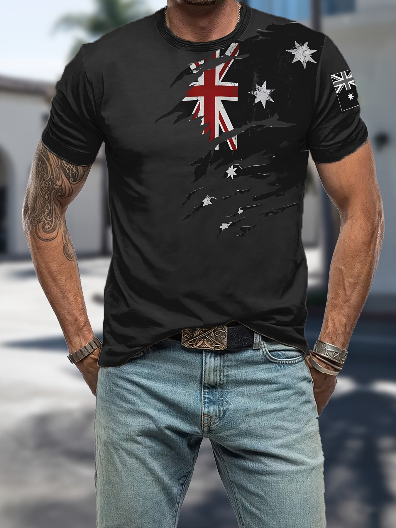 Richard - Casual T-Shirt with National Flag 3D Print for Men