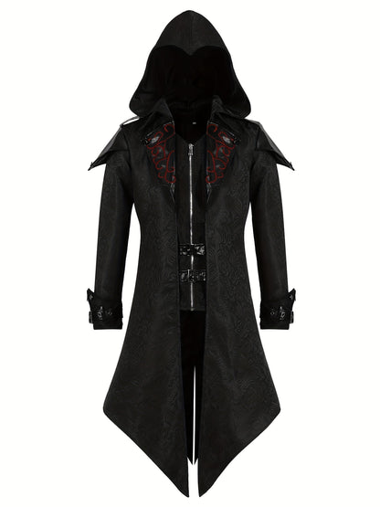 Stewart – Men's Gothic Hooded Trench Coat with Retro Design