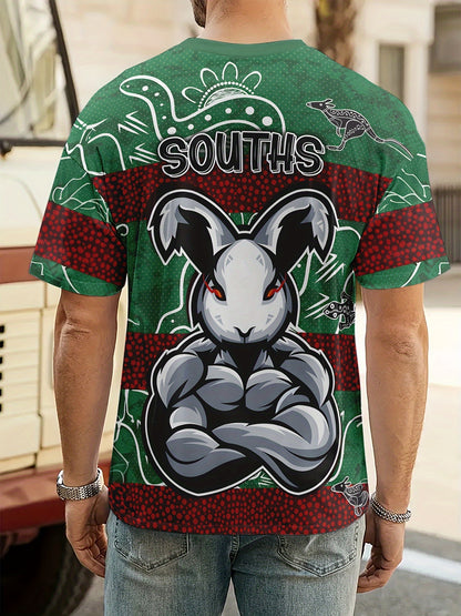 Timothy -  Casual T-Shirt with Souths Rabbit Muscle Print for Men