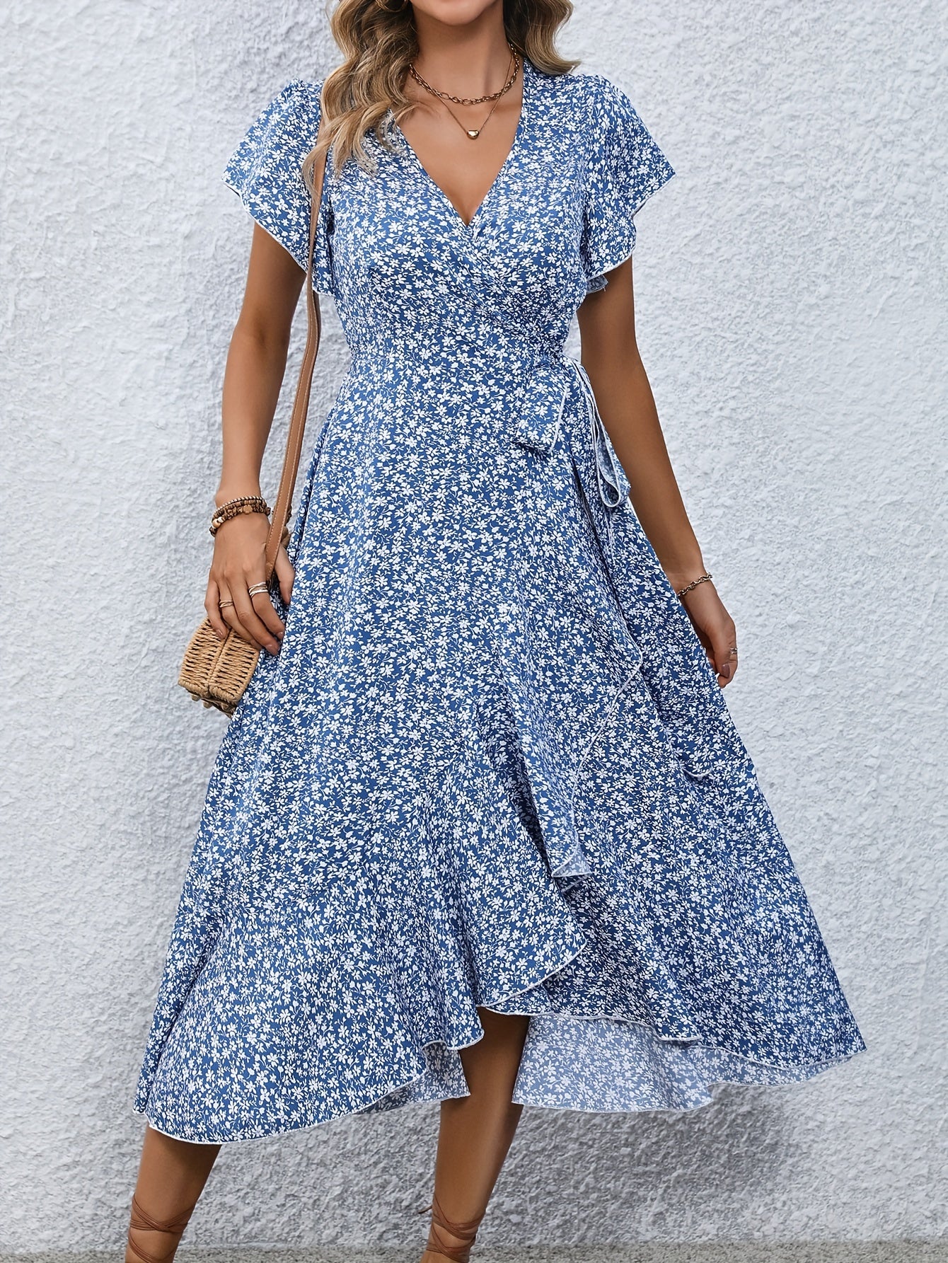 Vanessa - Midi Dress with Ruffle Hem and Floral Print for Women