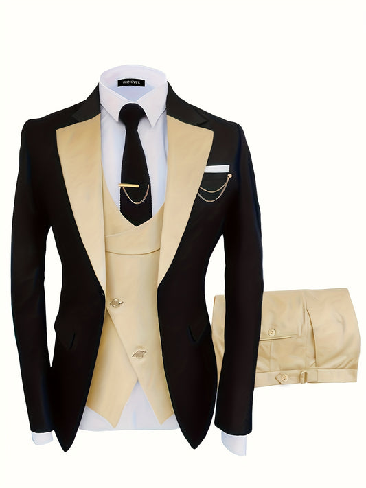 Allan – Men's One Button Suit Jacket, Vest & Pants Set