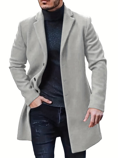 William - Retro Trench Coat with Semi-formal and Single Breasted for Men