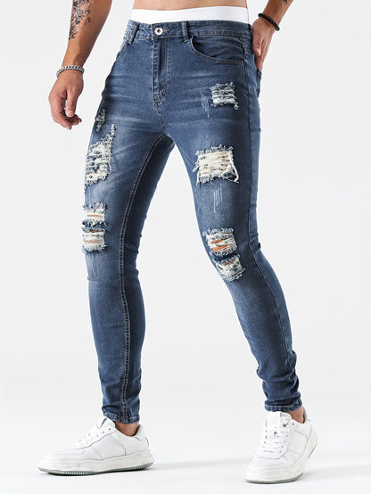 Henry - Slim Fit Ripped Jeans with Street Style and Medium Stretch for Men