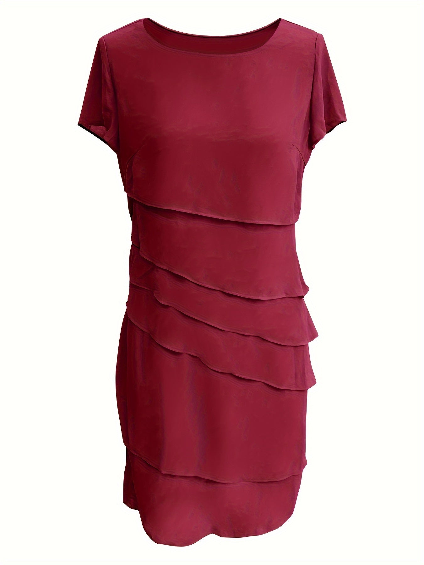 Melissa - Layered Trim Crew Neck Dress for Women