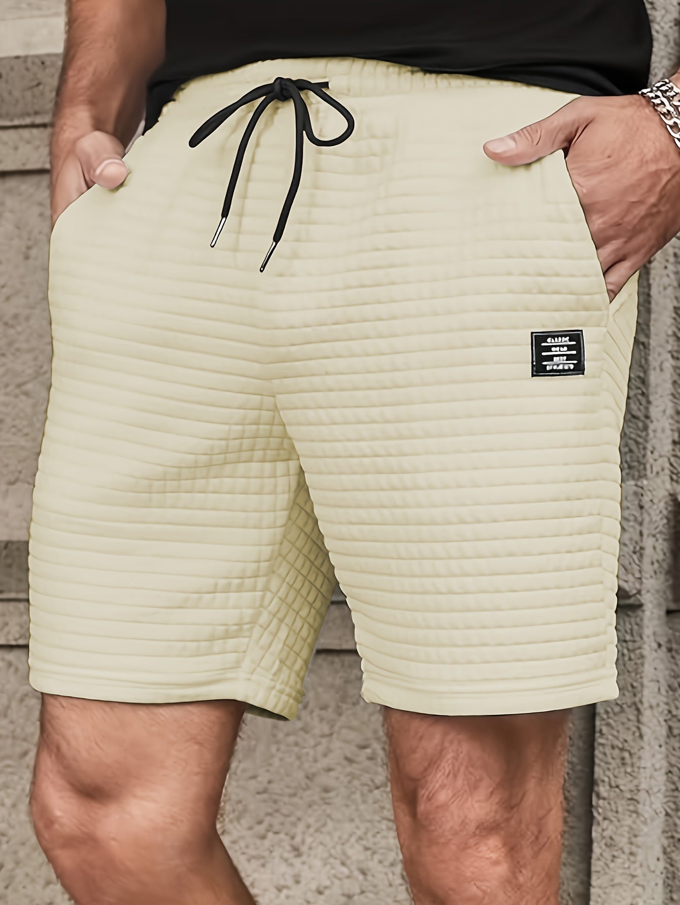 Liam - Waffle Knit Shorts with Drawstring and Pockets for Men