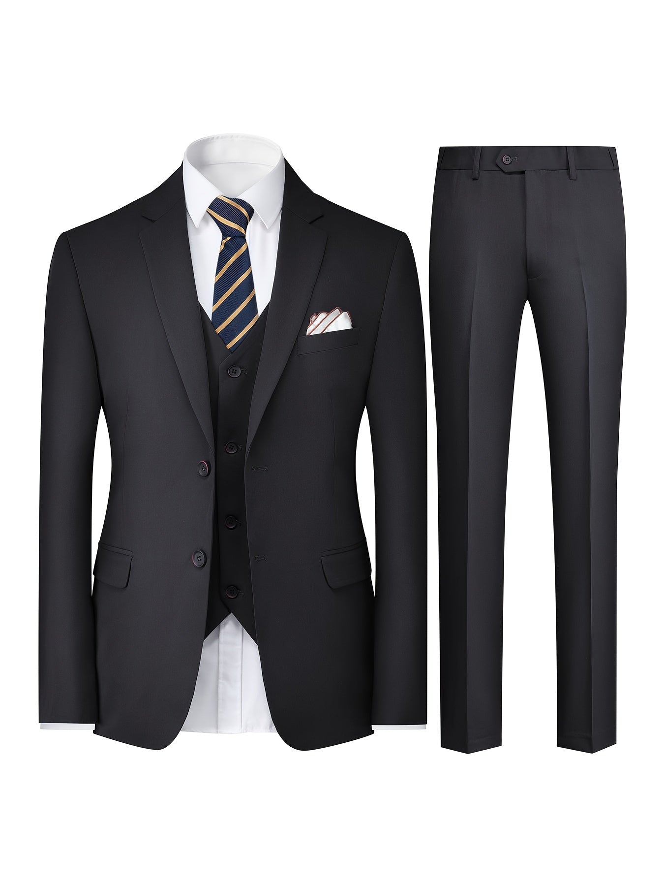 Samuel - 3pcs Business Style Suit Set with Blazer Jacket + Vest + Pants for Men