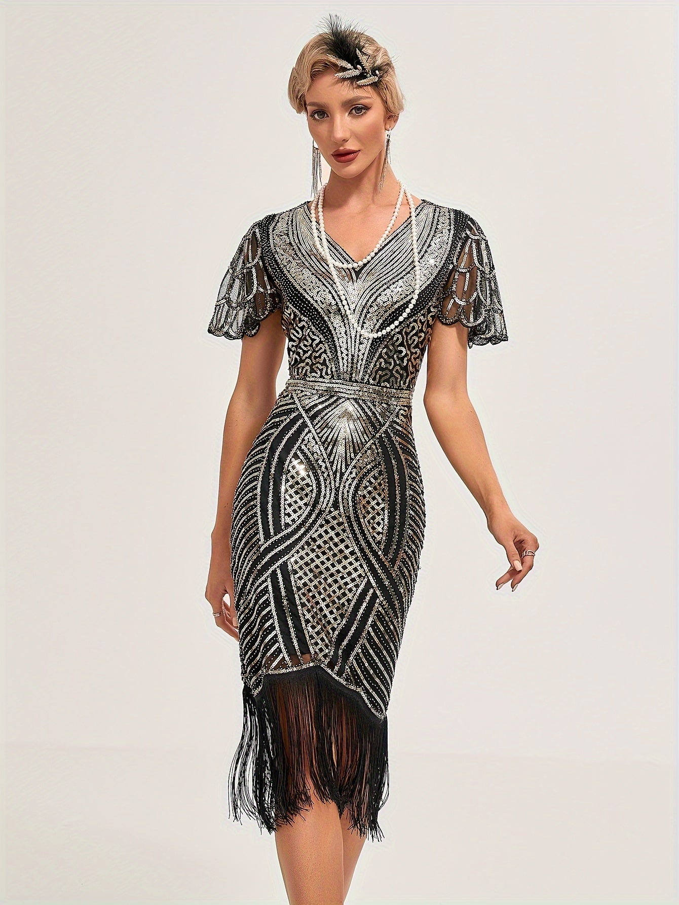 Julie –  Flapper Dress with Sequin Fringe