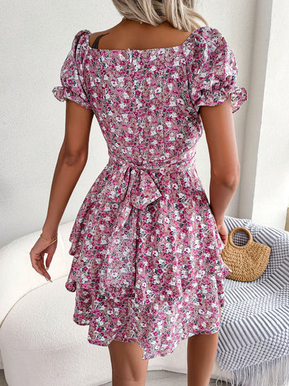 Jade – Floral Print Summer Dress with Ruffles