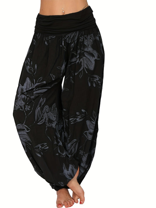 Penelope - Baggy Harem Pants wth Boho Floral Print and High Waisted for Women