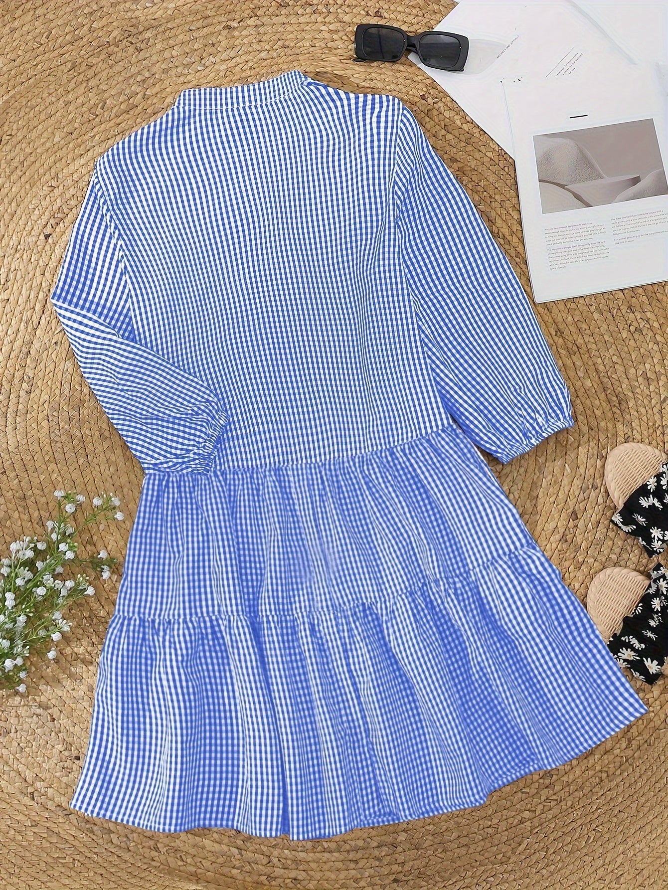 Jessica - Mini Dress with Gingham Print and Button Front for Women