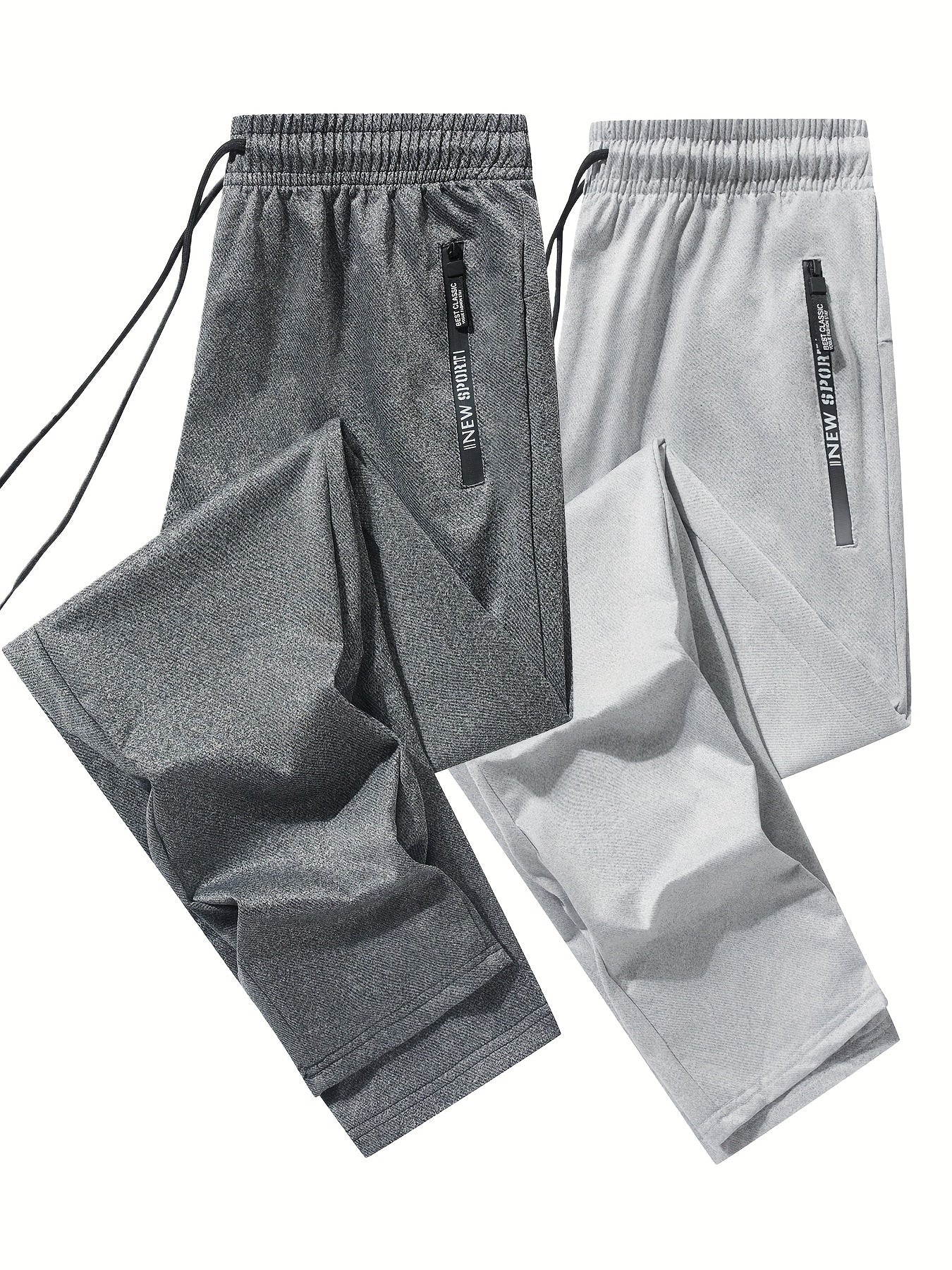 Isaac - 2pcs Set Regular Fit Cuffed Sweatpants with Zippered Pockets and Drawstring for Men