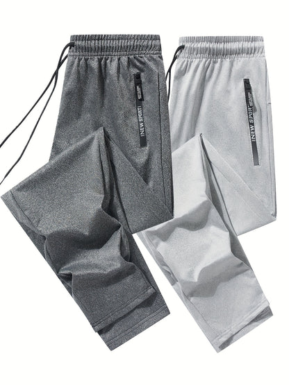 Isaac - 2pcs Set Regular Fit Cuffed Sweatpants with Zippered Pockets and Drawstring for Men