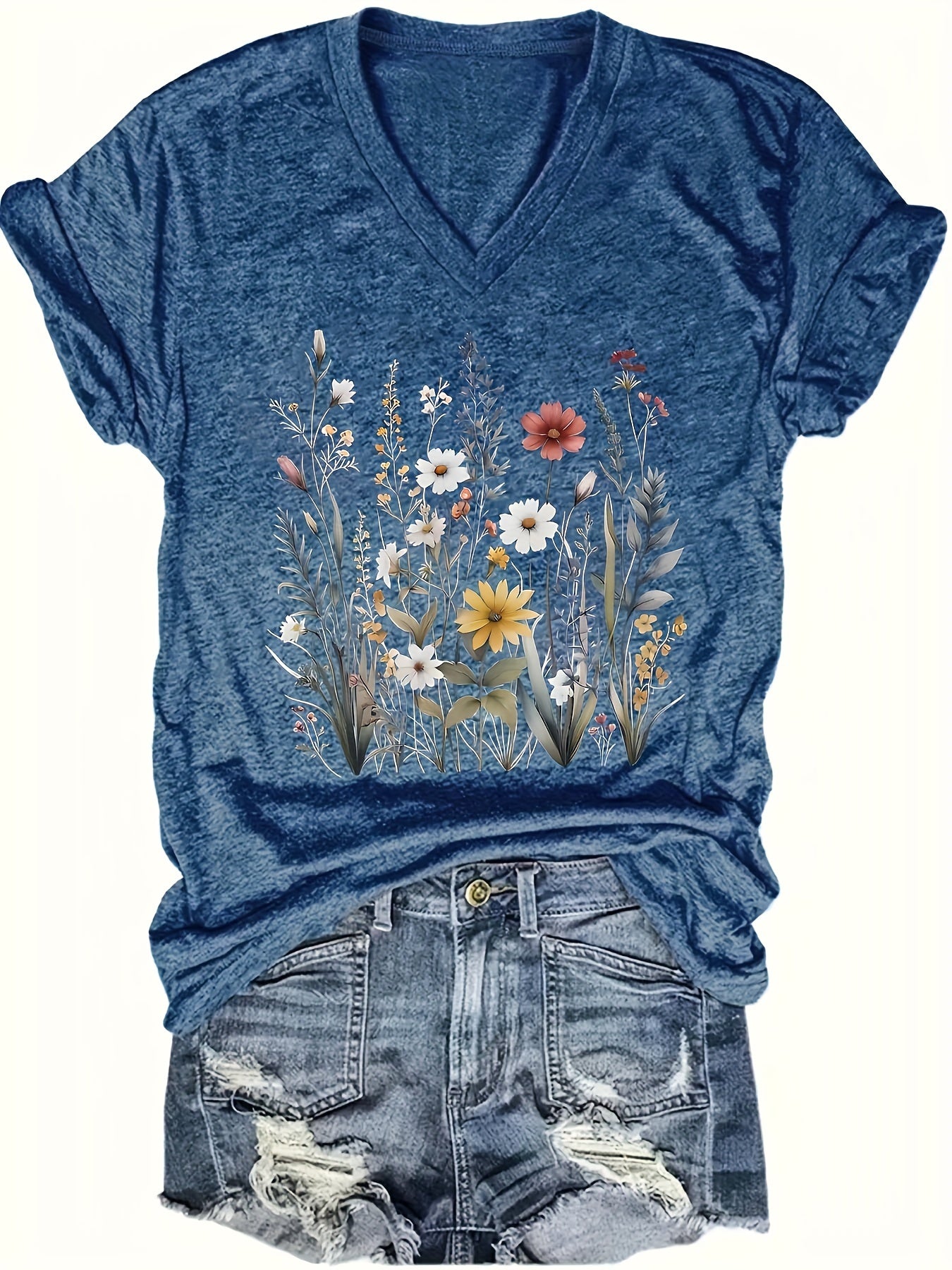 Hannah – Floral V Neck T-shirt for Spring & Summer