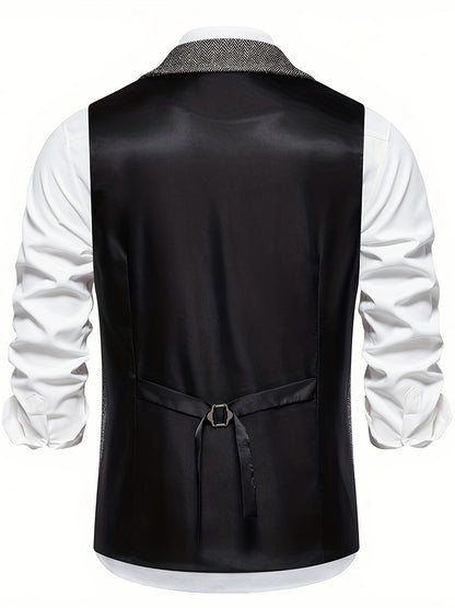 Clarence - Retro Herringbone Single Breasted Waistcoat for Men