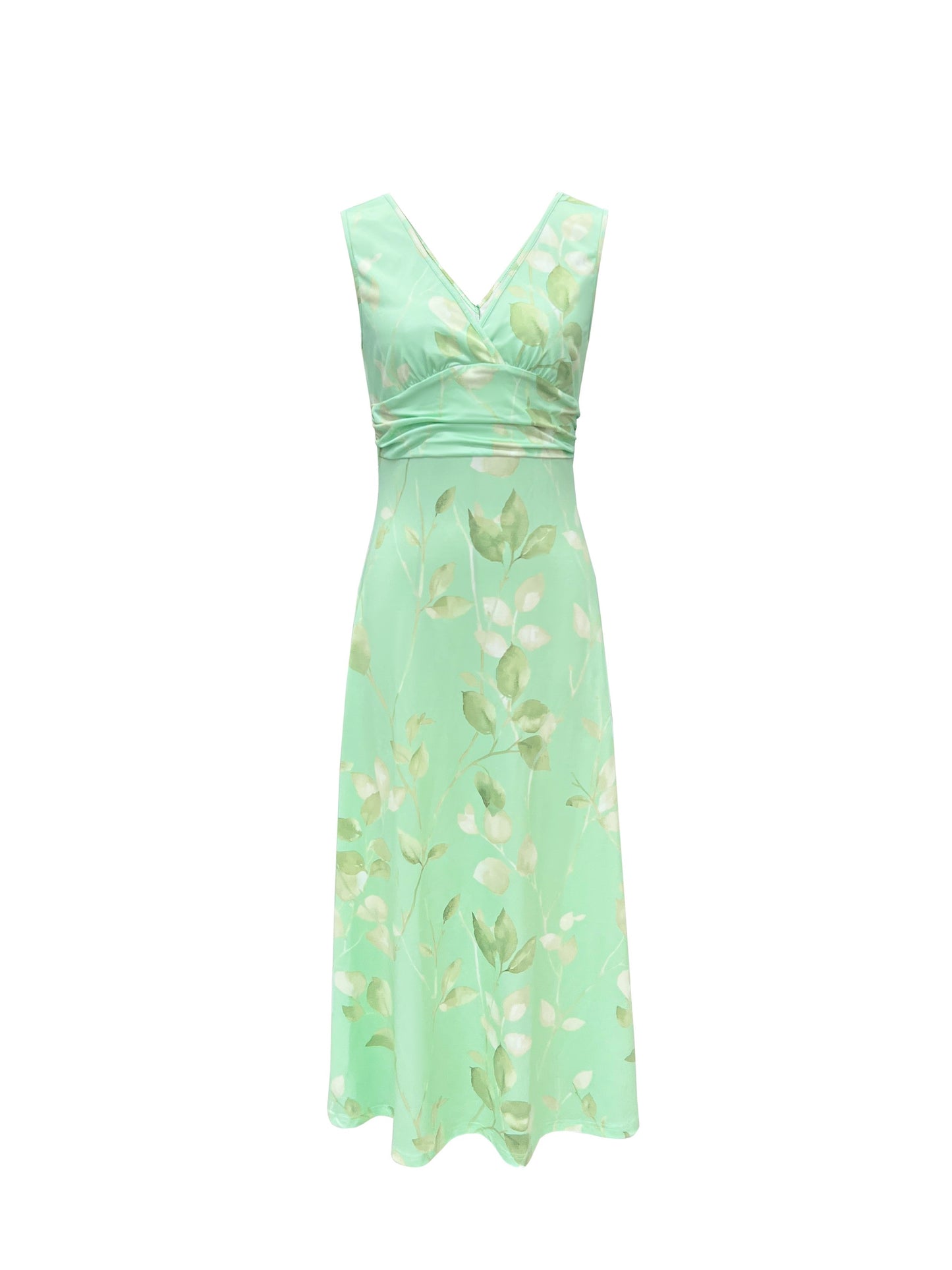 Kendall - Elegant Sleeveless Flowy Dress with  Floral Print and V-neck for Women