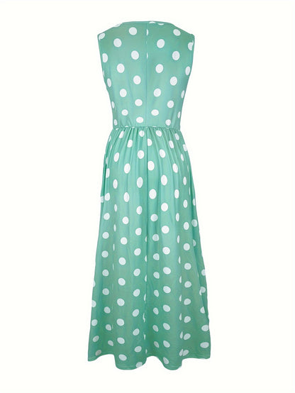 Patricia – Polka Dot Sleeveless Midi Dress