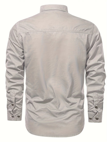 Michael - Long Sleeve Cargo Shirts with Button Up and Chest Pockets for Men