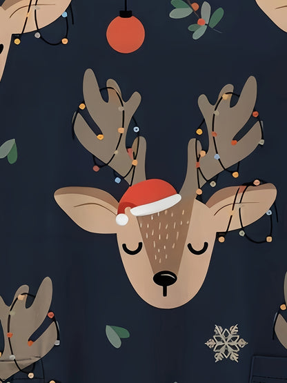 Tara – Cartoon Reindeer V-neck Scrub Top