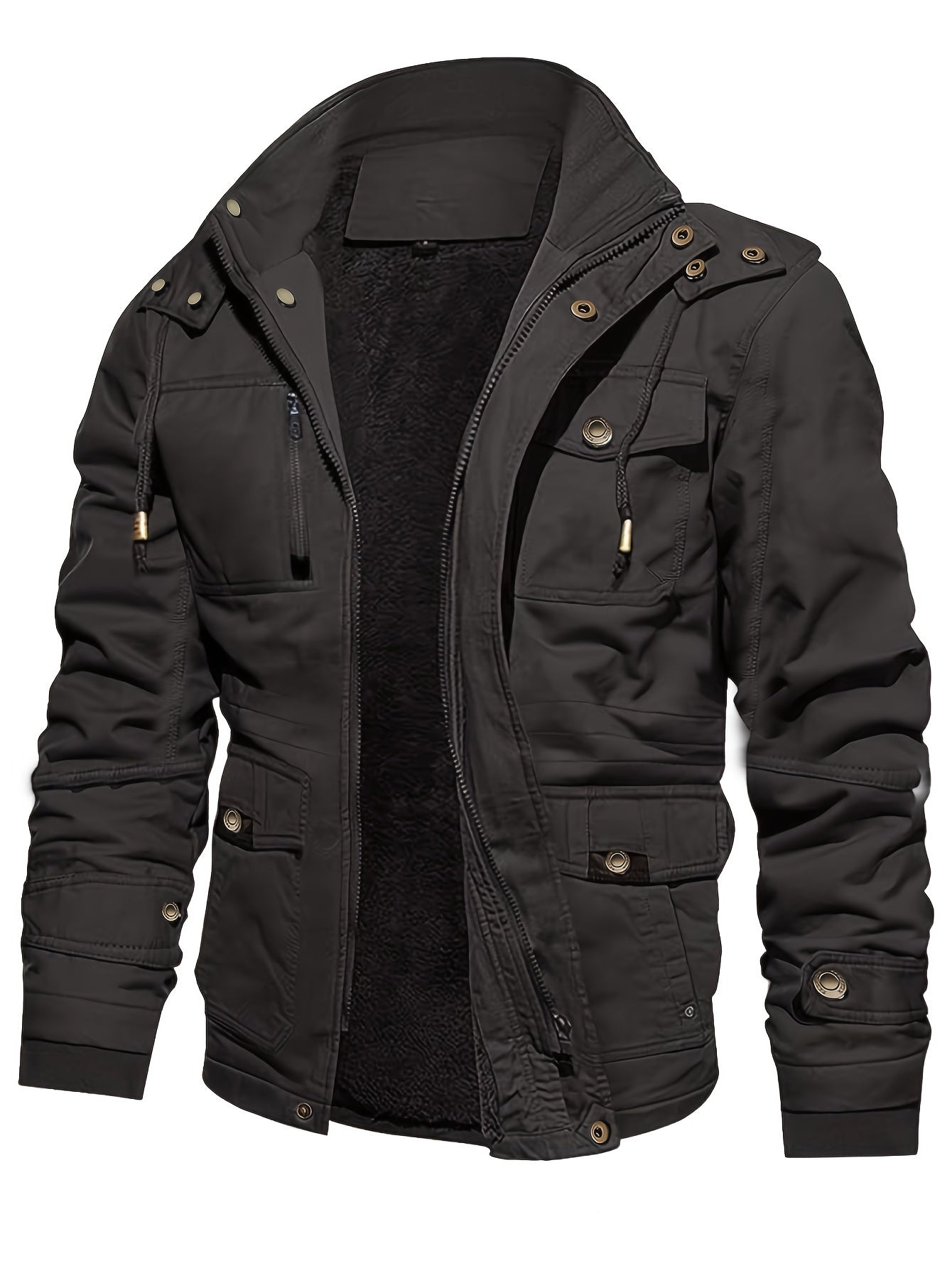 Tom – Men's Warm Fleece-Lined Cargo Jacket with Multi Pockets