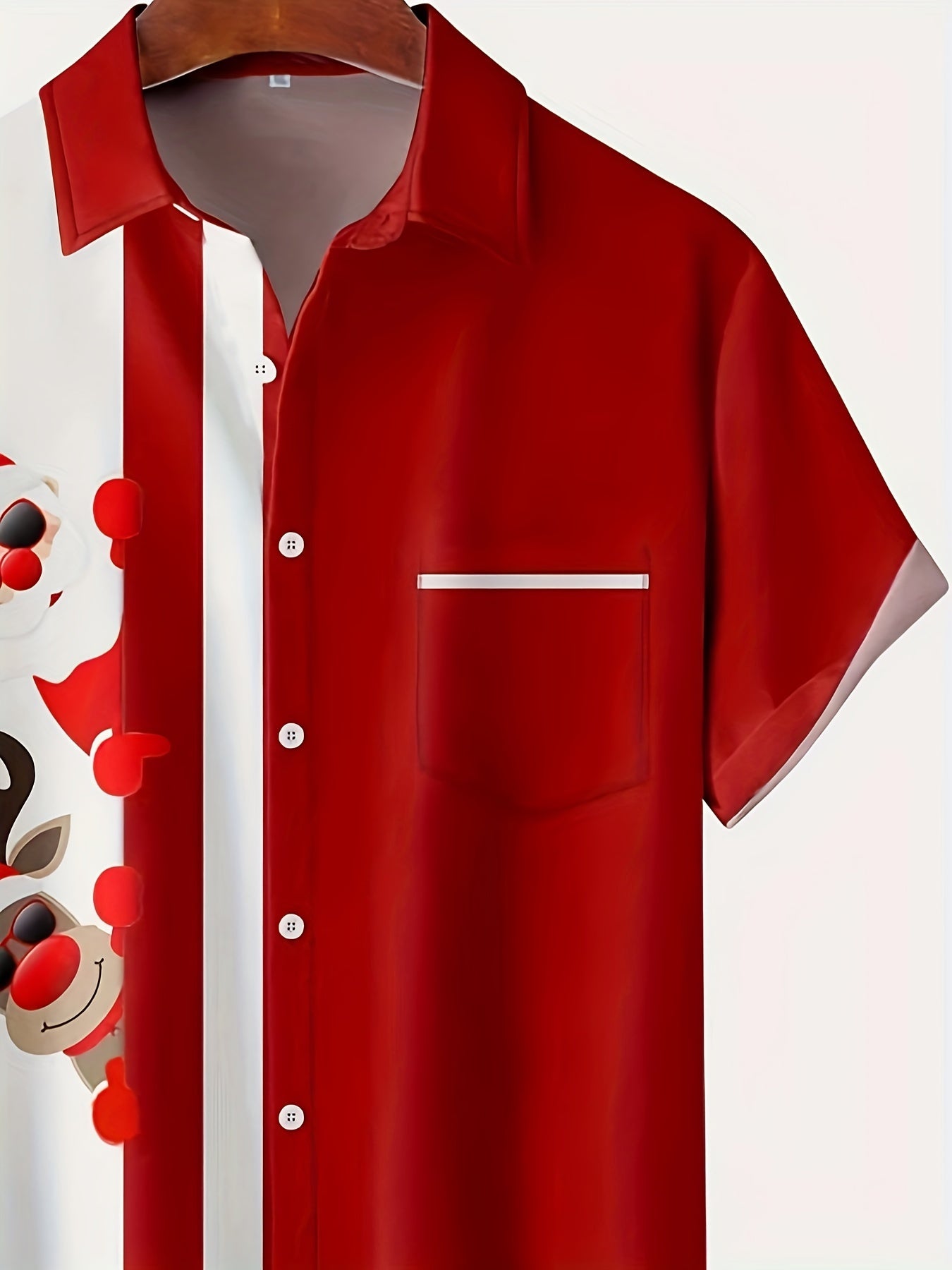 Ezra - Casual Button Up Shirt with Christmas Santa Claus and Elk 3D Digital Print for Men