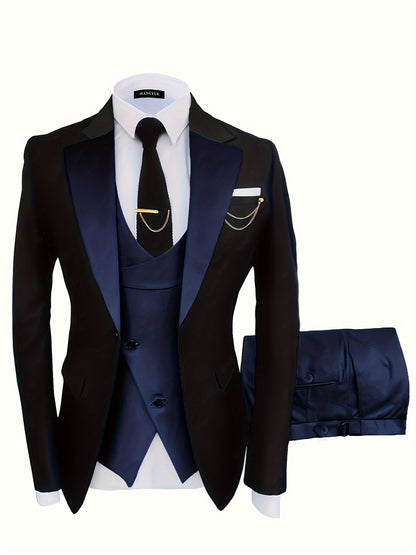 Allan – Men's One Button Suit Jacket, Vest & Pants Set