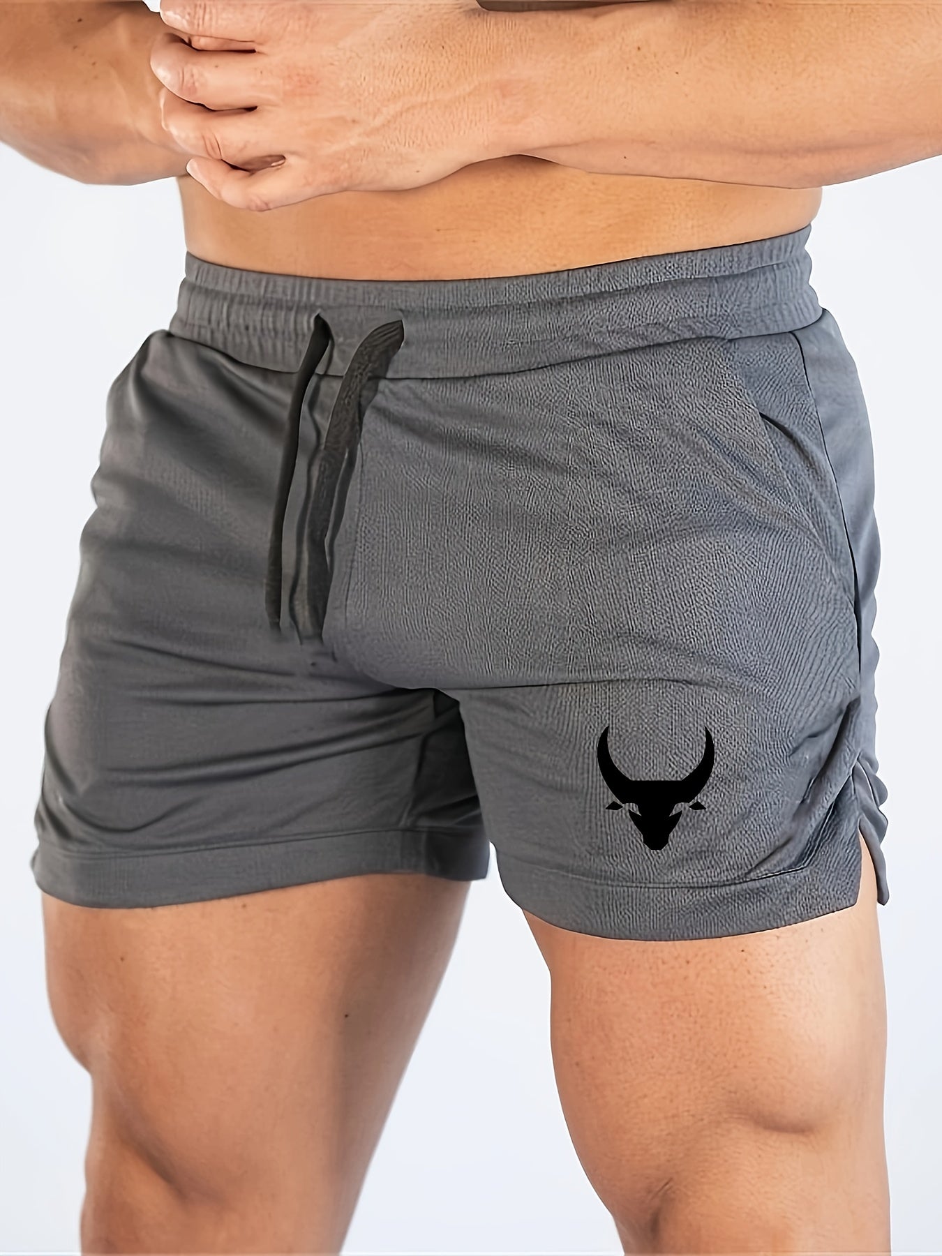 Cooper - Sports Shorts with Bullhead Pattern and Drawstrings for Men