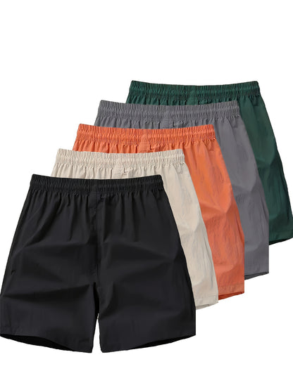 Dean - 5pcs Casual Shorts with Letters Pattern and Solid Color for Men