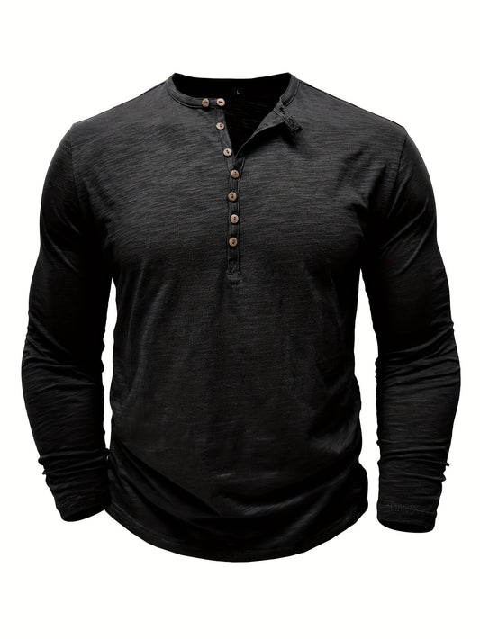 Chris – Men's Cotton Long Sleeve Henley Shirt