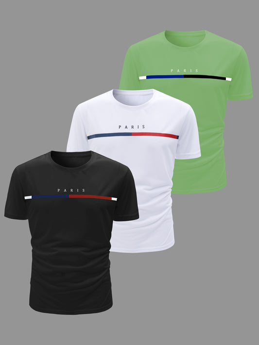 Lucas - 3pcs Casual Short Sleeve Crew Neck T-shirts for Men