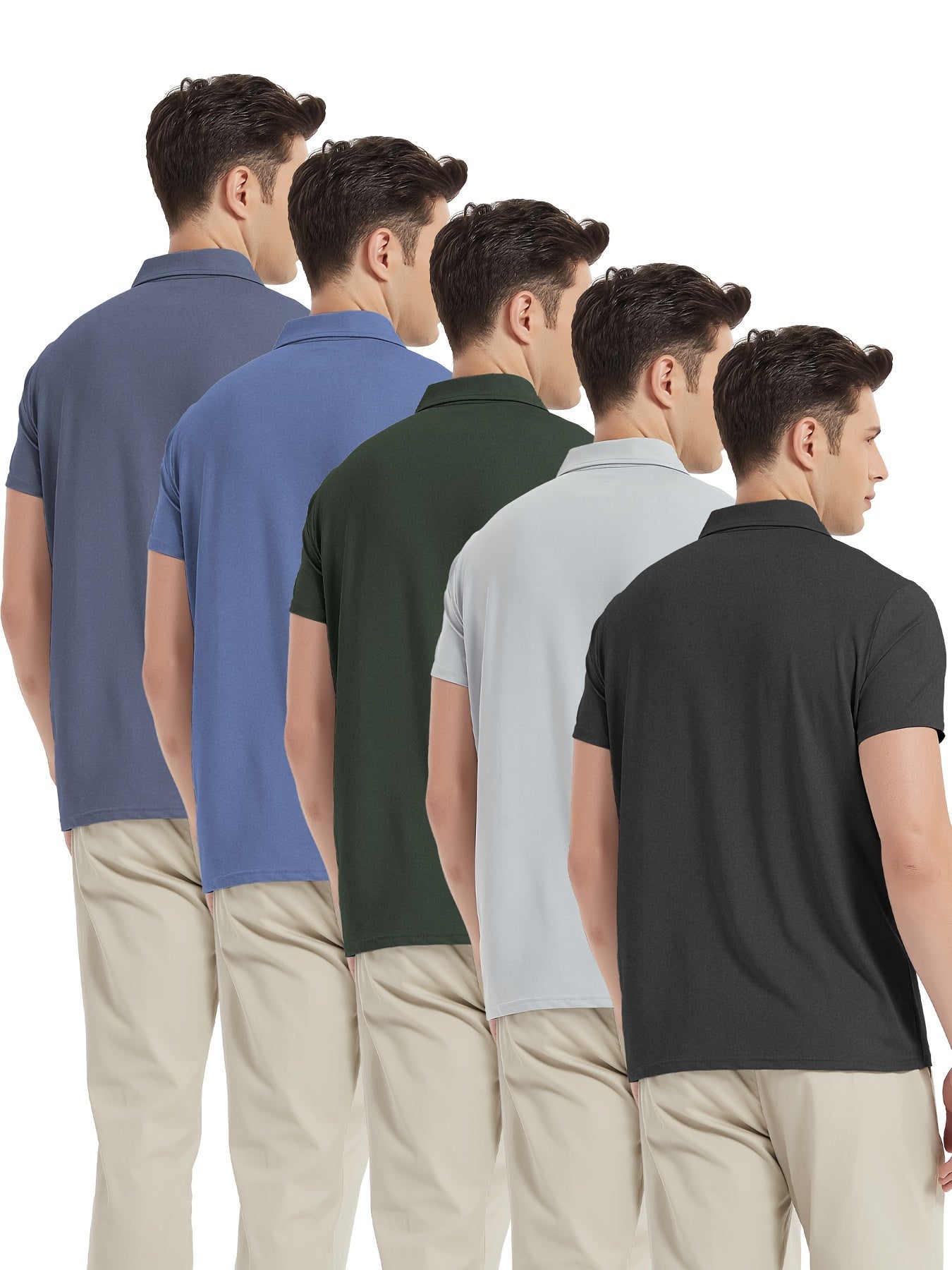 Rod – Men's 5pcs Fashionable Lapel Short Sleeve Golf T-shirt