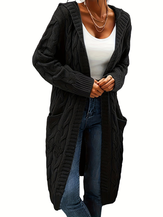 Isabella - Mid Length Knitted Cardigan with Hooded and Open Front for Women