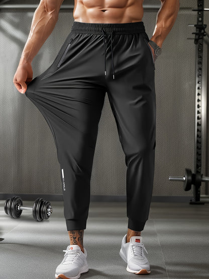 Ryan - High Stretch Athletic Jogger Pants with Zipper Pockets and Drawstring Waist for Men