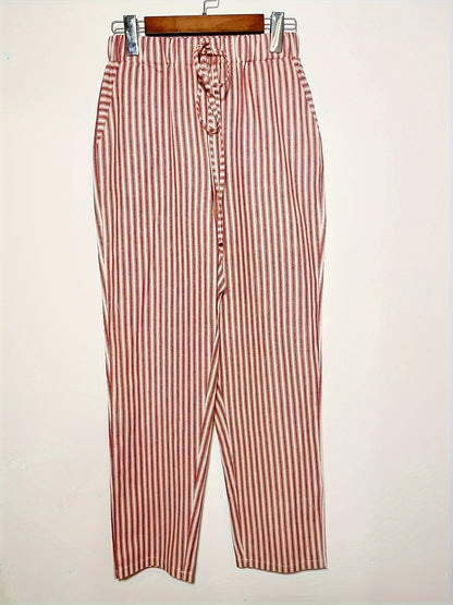 Angelica - Striped Slant Pocket Drawstring Pants for Women