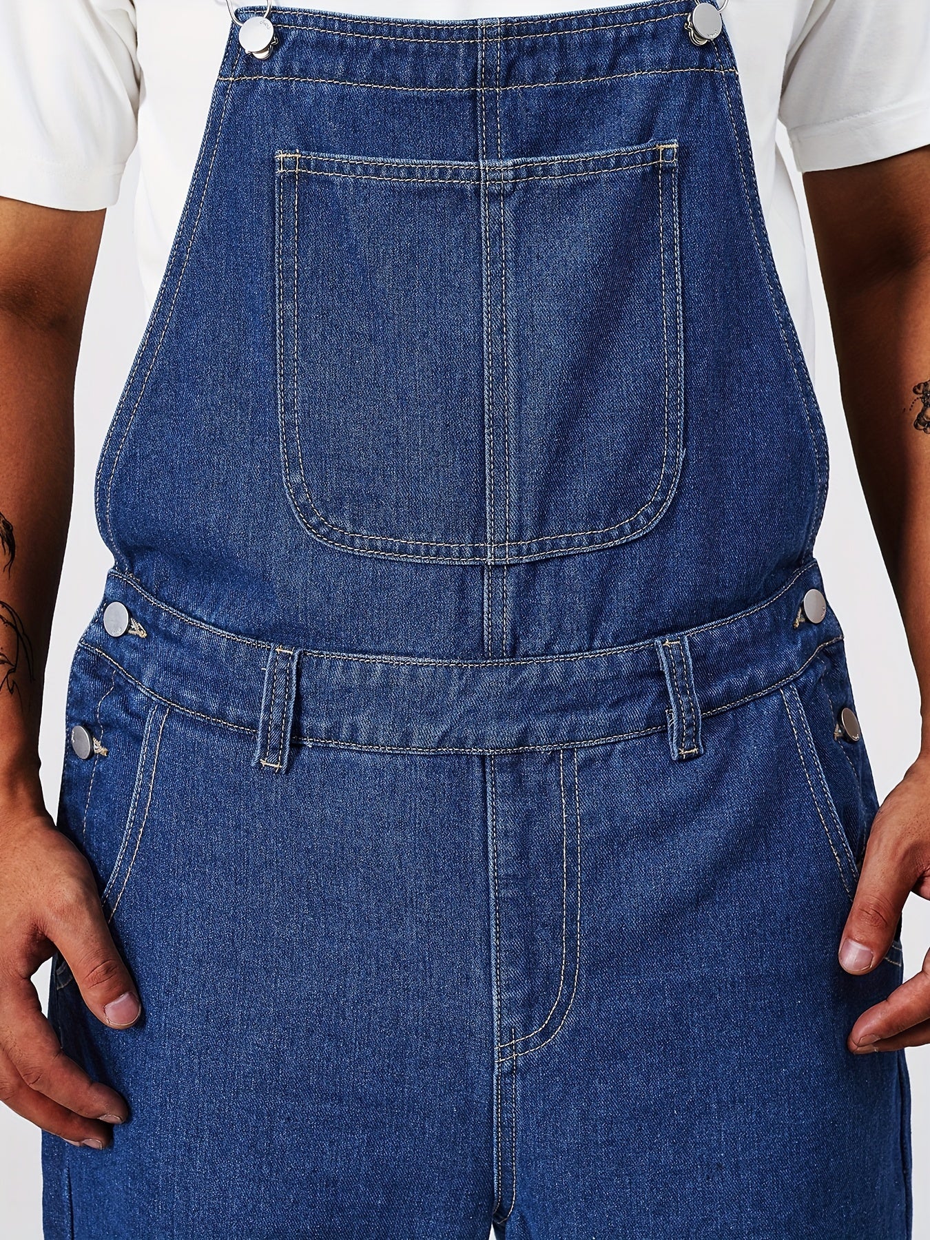 Tom – Washed Denim Overalls with Multi Pockets