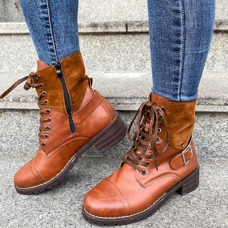 Juliet – Women's Lace-up Cowboy Boots with Buckle