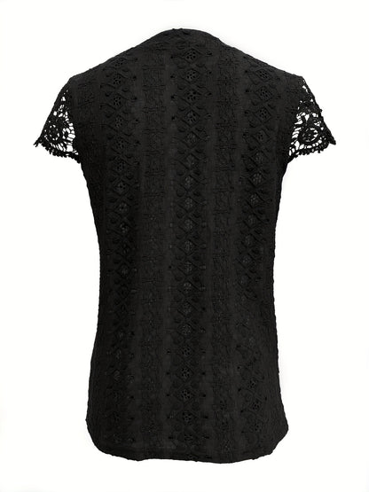 Margaret - Elegant Blouse with Lace Splicing and Notched Neck for Women