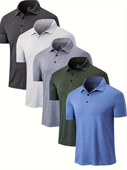 Rod – Men's 5pcs Fashionable Lapel Short Sleeve Golf T-shirt