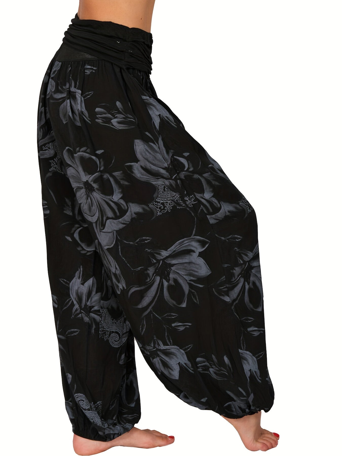 Penelope - Baggy Harem Pants wth Boho Floral Print and High Waisted for Women