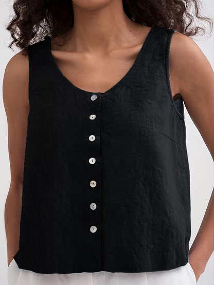 Olivia - Sleeveless Tank Top with Single Breasted and Button Front for Women