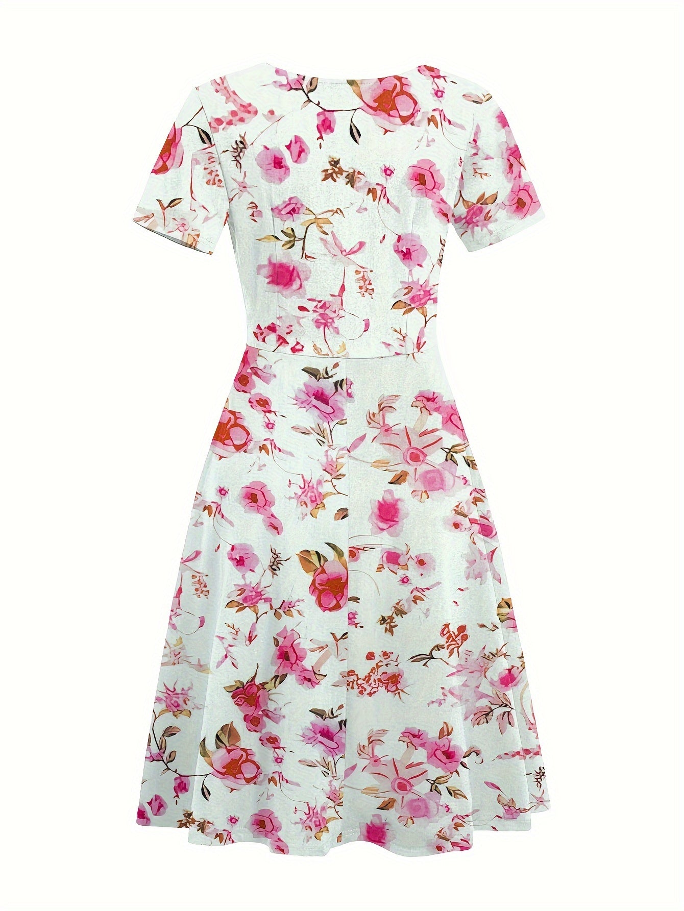 Brianna - Elegant Summer Dress with Floral Print and Ring Linked A-Line for Women