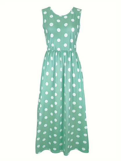 Patricia – Polka Dot Sleeveless Midi Dress