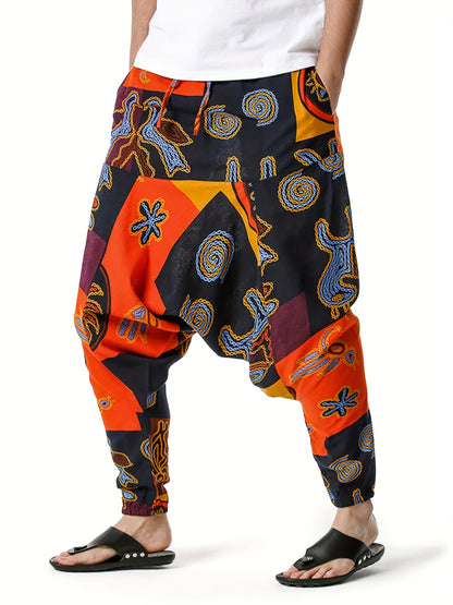 Steven - Stylish Pants with Colorful Pattern Print and Pockets for Men