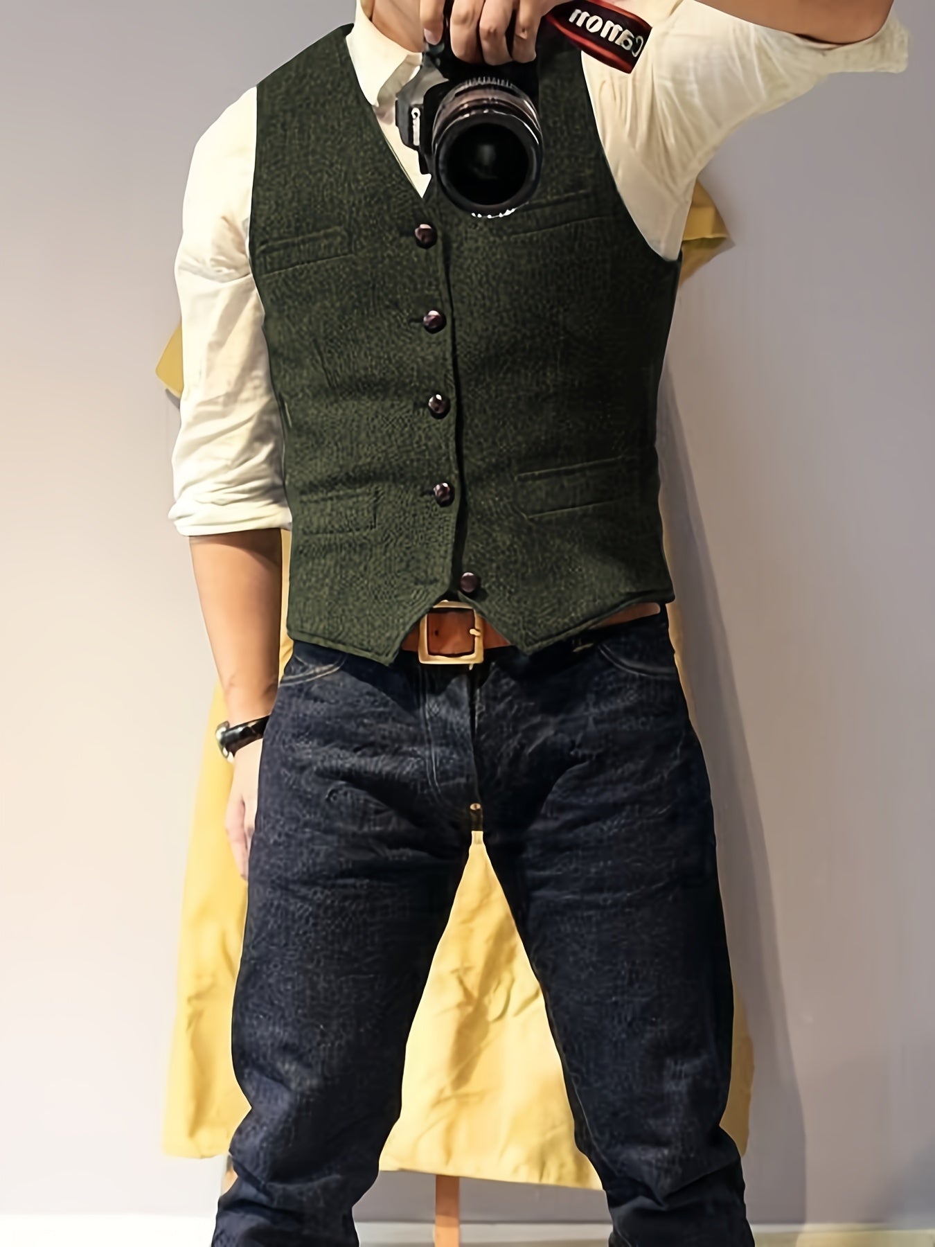 Tristan – Men's Vintage-Inspired Herringbone Wool Blend Vest