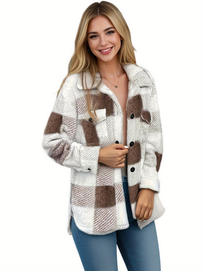 Matilda - Plaid Pattern Button Front Jacket for Women