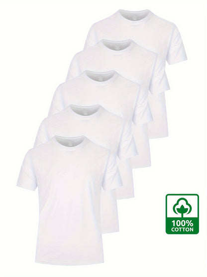 Thomas - 5pcs 100% Cotton Solid T-Shirt for Men