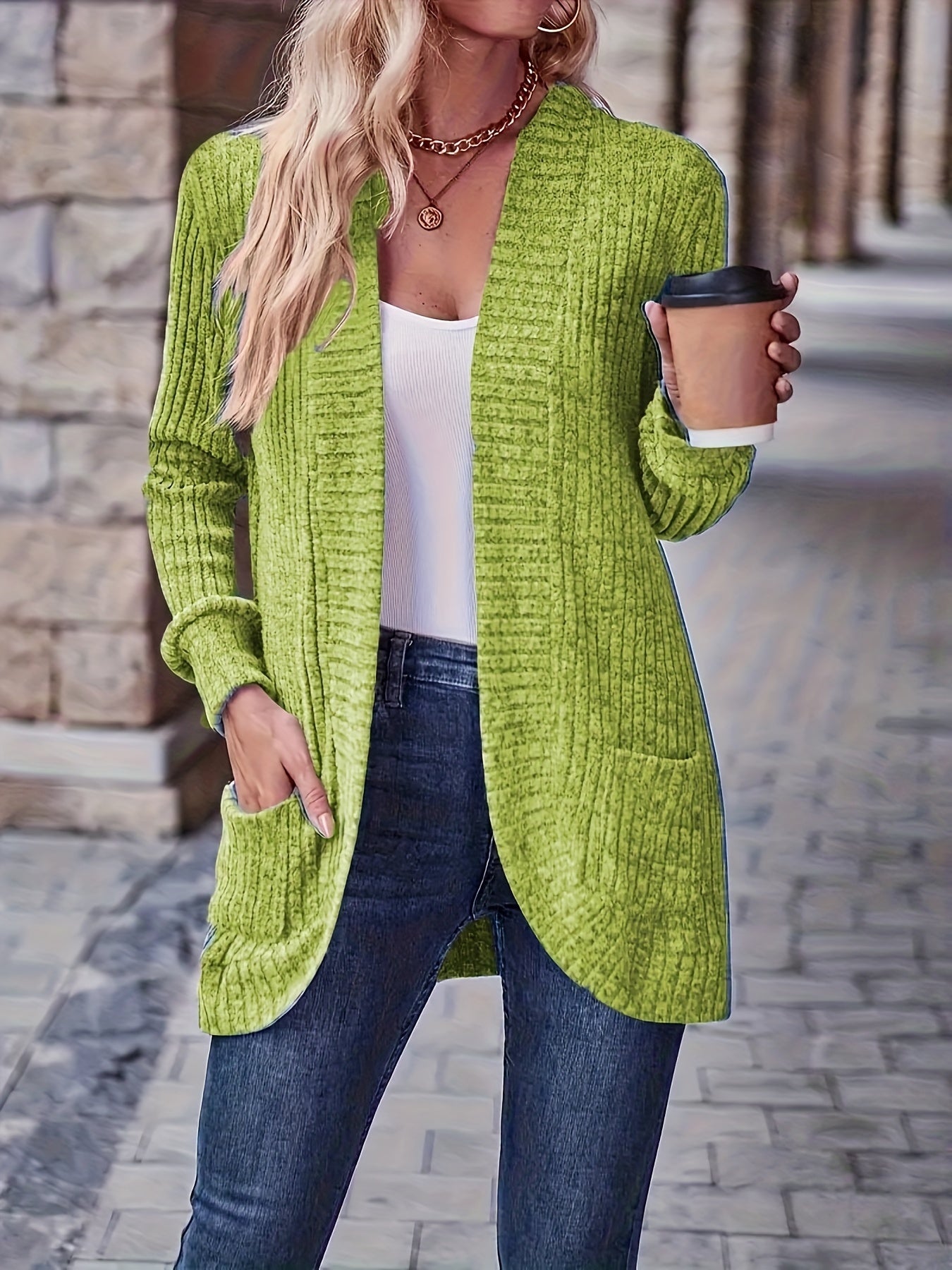 Josephine - Open Front Cardigan with Pockets for Women