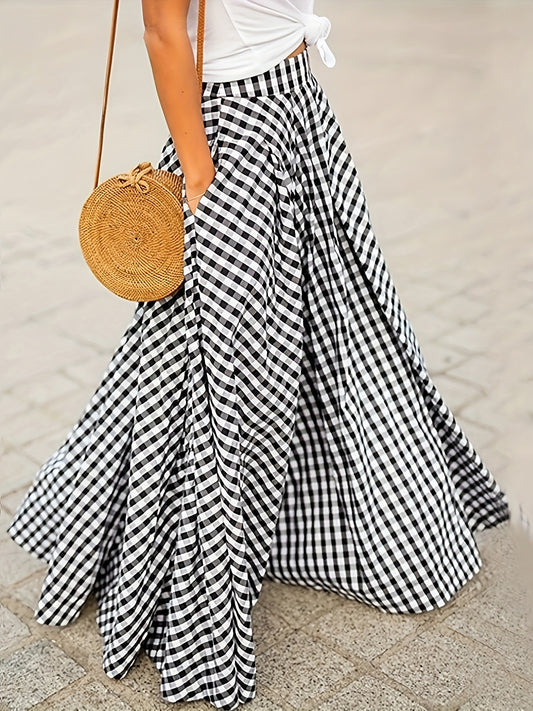 Poppy - Elegant Plaid High-Waist Skirt for Women