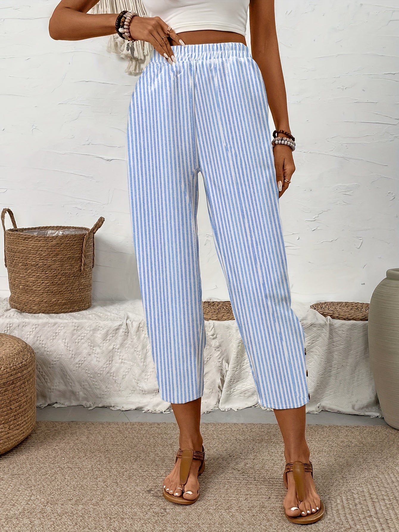 Giselle - Elegant Striped Straight-Leg Pants for Women