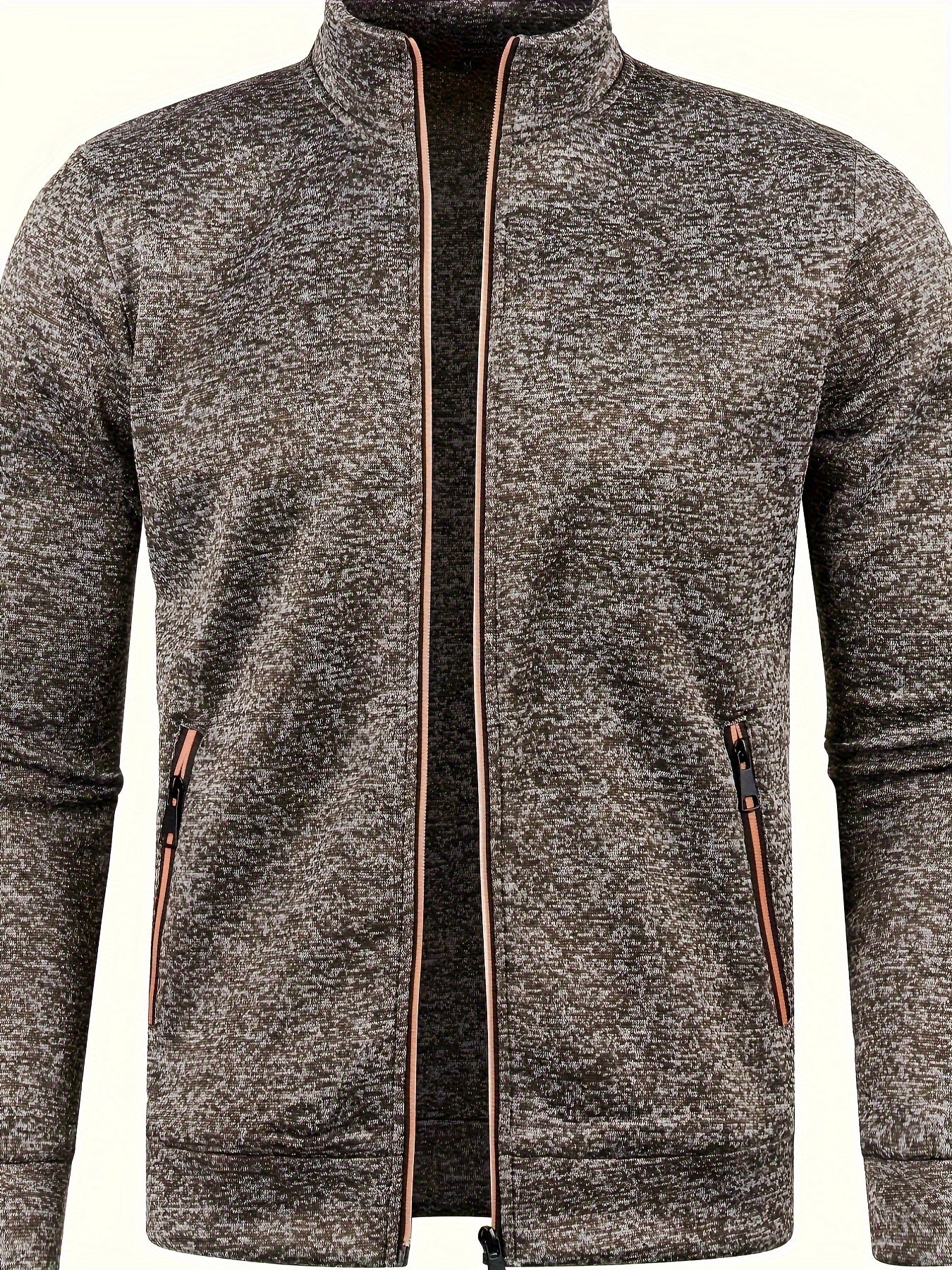 Emerson - Elegant Mid Stretch Sweater with Zip Up and Stand Collar for Men