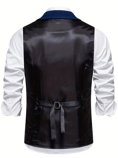 Clarence - Retro Herringbone Single Breasted Waistcoat for Men